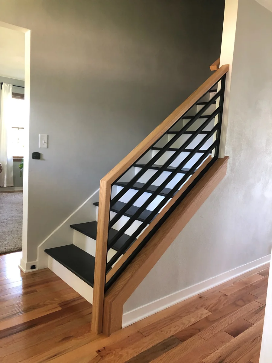 Custom steel residential handrail fabricated by A&M Industries, Appleton WI